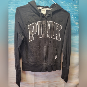 Pink Victoria's‎ Secret Black Zip Up Sweatshirt Hoodie Size Small
